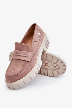 Sale Damskie Zamszowe Wsuwane Półbuty Jasnobrązowe Fiorell Damskie Mokasyny Damskie Zamszowe