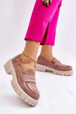 Sale Damskie Zamszowe Wsuwane Półbuty Jasnobrązowe Fiorell Damskie Mokasyny Damskie Zamszowe