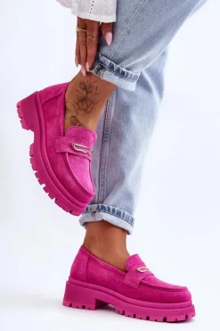 Boto Damskie Zamszowe Wsuwane Mokasyny Różowe Pure Love