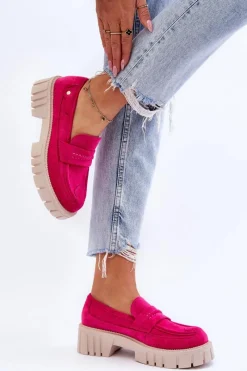 Hot Boto Damskie Zamszowe Wsuwane Półbuty Fuksja Fiorell Różowy