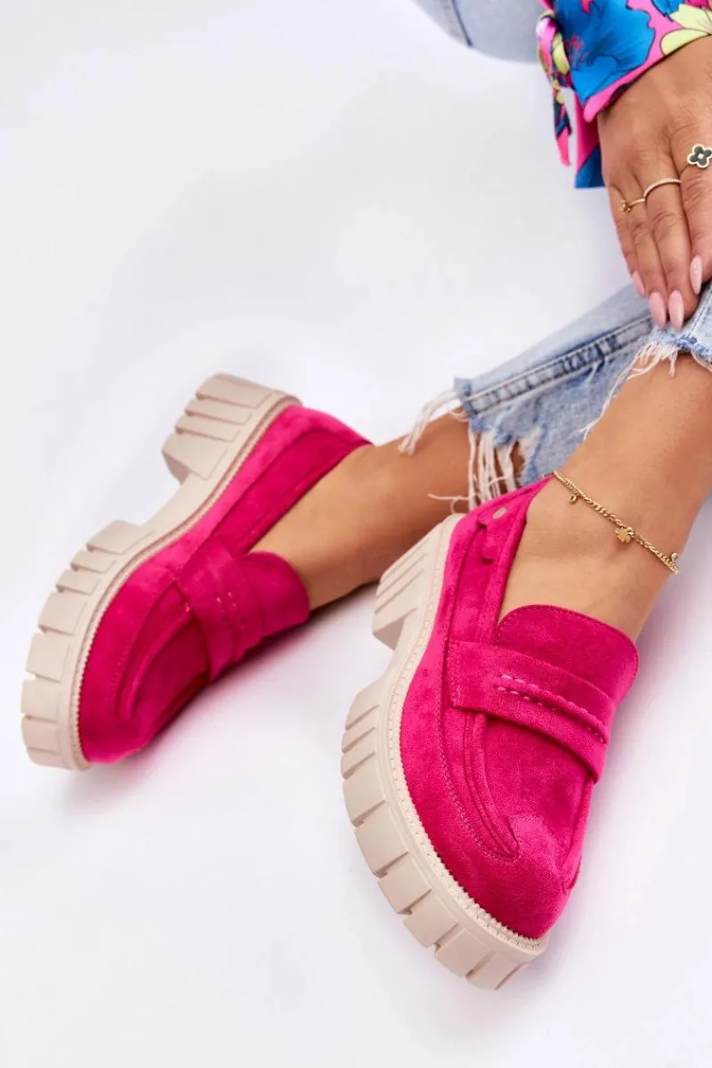 Hot Boto Damskie Zamszowe Wsuwane Półbuty Fuksja Fiorell Różowy