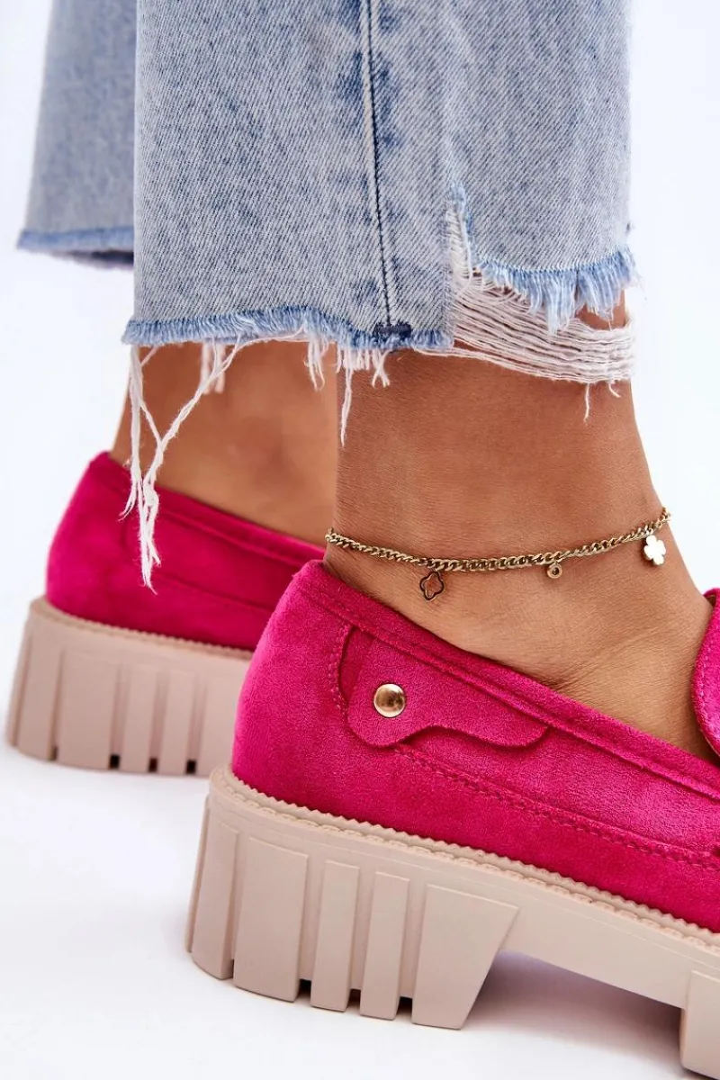 Hot Boto Damskie Zamszowe Wsuwane Półbuty Fuksja Fiorell Różowy