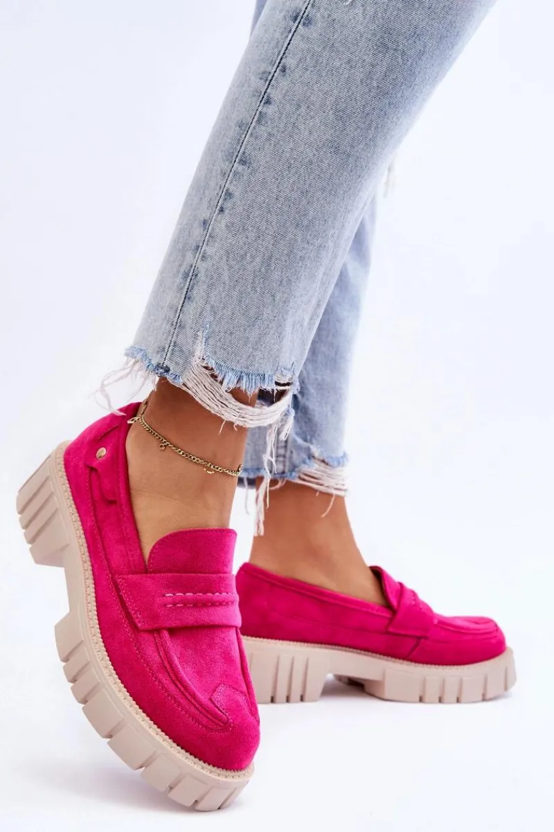 Hot Boto Damskie Zamszowe Wsuwane Półbuty Fuksja Fiorell Różowy