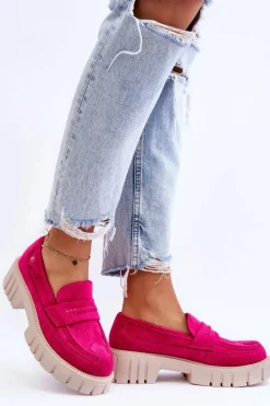 Hot Boto Damskie Zamszowe Wsuwane Półbuty Fuksja Fiorell Różowy