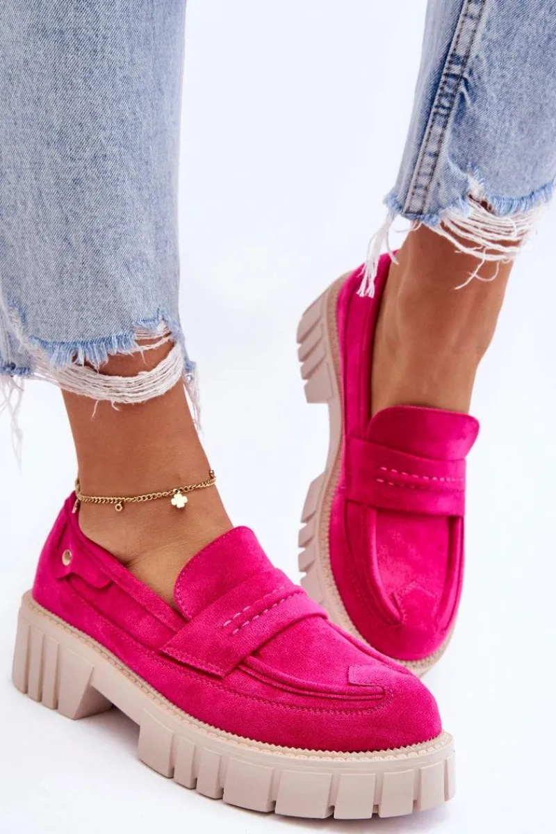 Hot Boto Damskie Zamszowe Wsuwane Półbuty Fuksja Fiorell Różowy