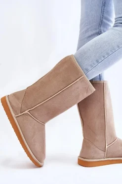 Śniegowce Damskie>Boto Damskie Zamszowe Wysokie Śniegowce Ocieplane Beżowe Reyma