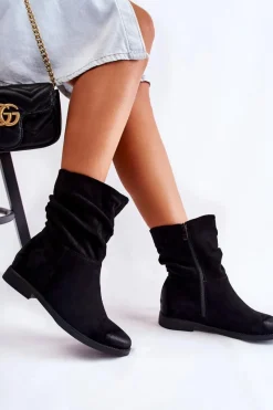 Best Boto Damskie Zamszowe Wysokie Botki Czarne Venis