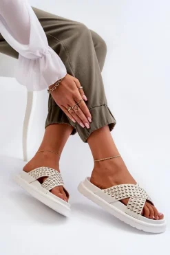 Online Damskie Zdobione Klapki Na Platformie Białe Niraela Damskie Klapki Na Platformie|Klapki Damskie Klasyczne