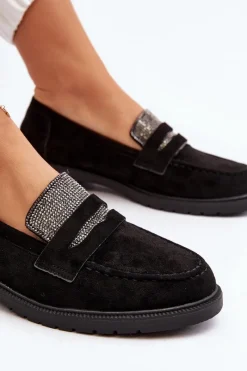 Discount Boto Damskie Zdobione Mokasyny Czarne Dananei