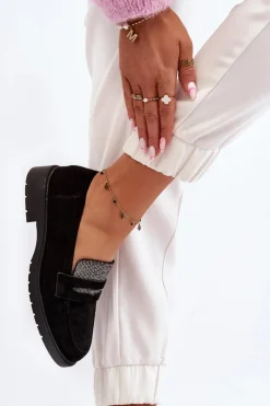 Discount Boto Damskie Zdobione Mokasyny Czarne Dananei