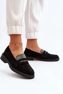 Discount Boto Damskie Zdobione Mokasyny Czarne Dananei