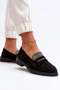 Discount Boto Damskie Zdobione Mokasyny Czarne Dananei