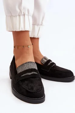 Discount Boto Damskie Zdobione Mokasyny Czarne Dananei
