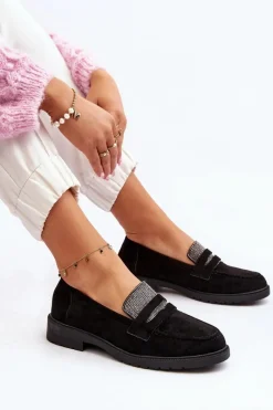 Discount Boto Damskie Zdobione Mokasyny Czarne Dananei