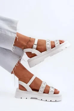 Sandały Płaskie><noscript><img width=