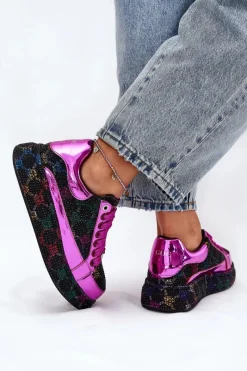 Discount GOE Damskie Zdobione Sneakersy Na Platformie NN2N4006 Czarne