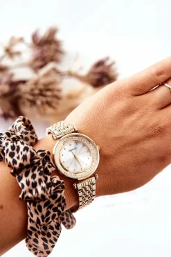 Best Ernest Damskie Zegarek Na Bransolecie Z Cyrkoniami Złoty