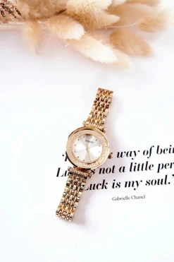 Best Ernest Damskie Zegarek Na Bransolecie Z Cyrkoniami Złoty