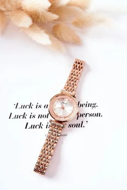 Best Ernest Damskie Zegarek Na Bransolecie Z Cyrkoniami Różowe Złoto