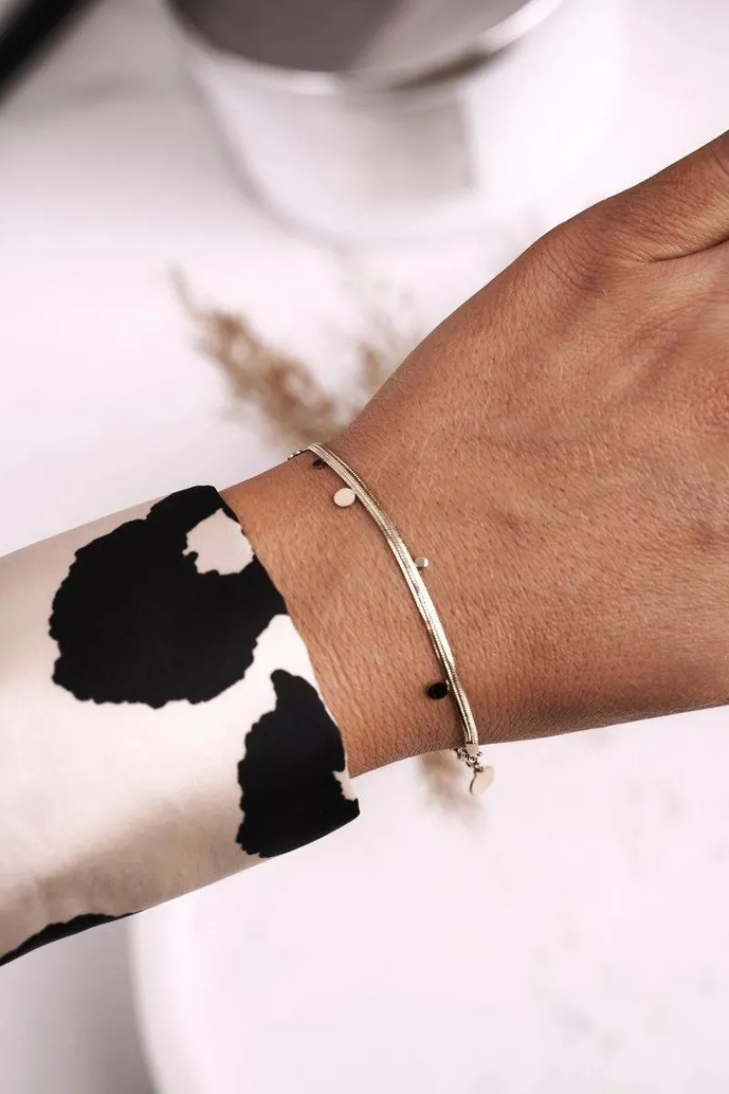 Bransoletki>Glam Chic Delikatna Bransoletka z Kółeczkami Złota Liliana