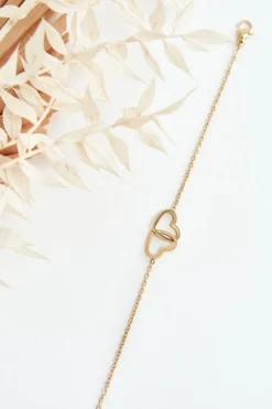 Clearance Delikatna Bransoletka Z Sercami Złota Bransoletki