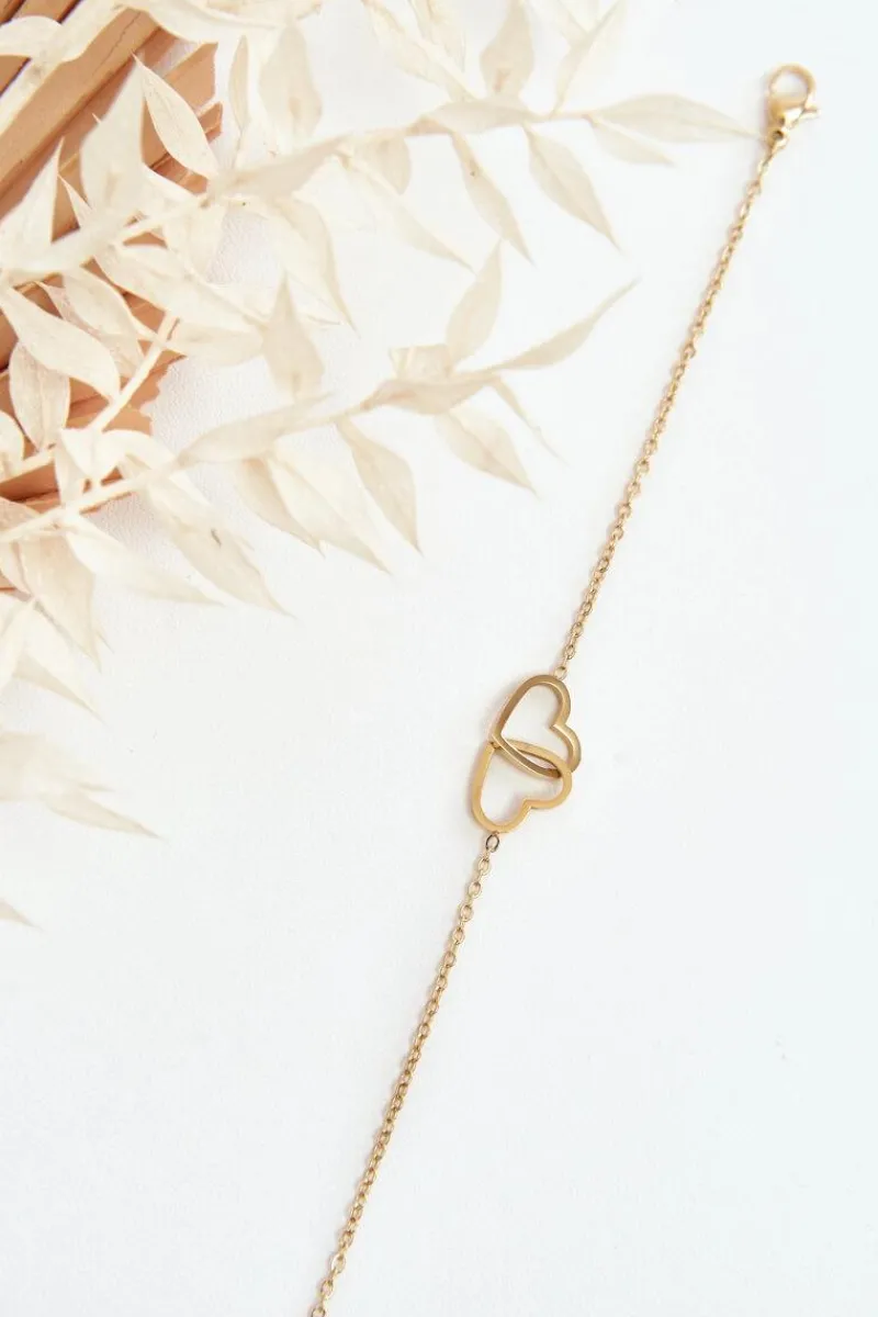 Clearance Delikatna Bransoletka Z Sercami Złota Bransoletki