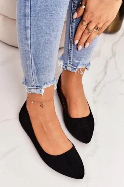 New Boto Delikatne Baleriny W Szpic Zamszowe Czarne Dermeno