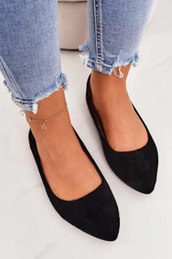 New Boto Delikatne Baleriny W Szpic Zamszowe Czarne Dermeno