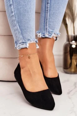 New Boto Delikatne Baleriny W Szpic Zamszowe Czarne Dermeno