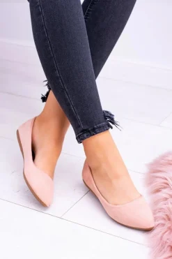 New Delikatne Baleriny W Szpic Zamszowe Różowe Dermeno Damskie Baleriny Klasyczne