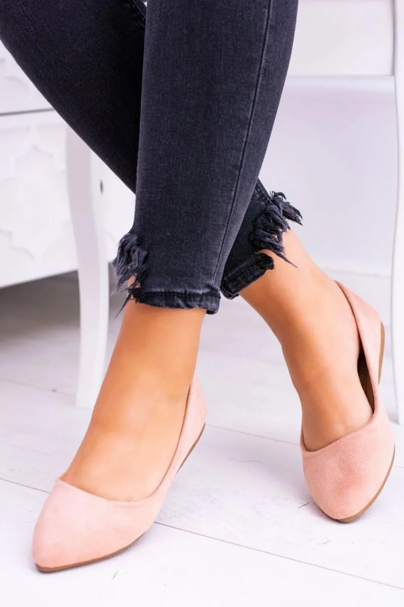 New Delikatne Baleriny W Szpic Zamszowe Różowe Dermeno Damskie Baleriny Klasyczne