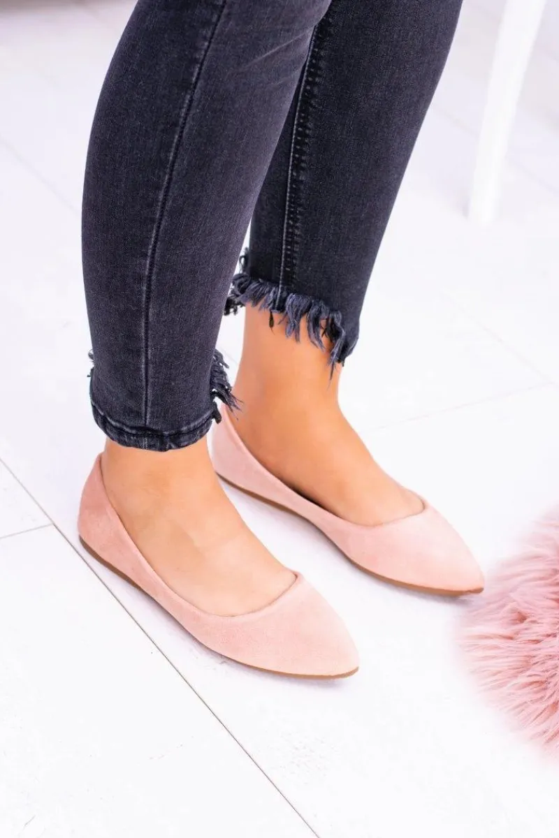New Delikatne Baleriny W Szpic Zamszowe Różowe Dermeno Damskie Baleriny Klasyczne