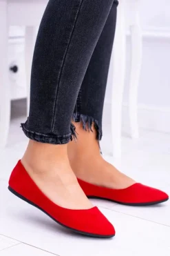 New Boto Delikatne Baleriny W Szpic Zamszowe Czerwone Dermeno