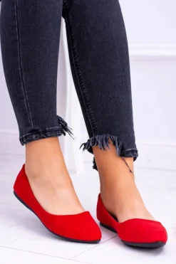 New Boto Delikatne Baleriny W Szpic Zamszowe Czerwone Dermeno
