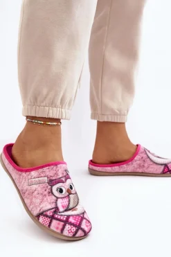 Best INBLU Domowe Klapki Klapki Sowa GF000018 Różowe Różowy