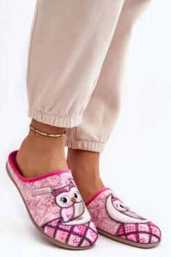 Best INBLU Domowe Klapki Klapki Sowa GF000018 Różowe Różowy