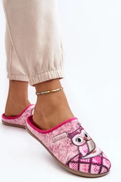 Best INBLU Domowe Klapki Klapki Sowa GF000018 Różowe Różowy