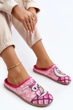 Best INBLU Domowe Klapki Klapki Sowa GF000018 Różowe Różowy