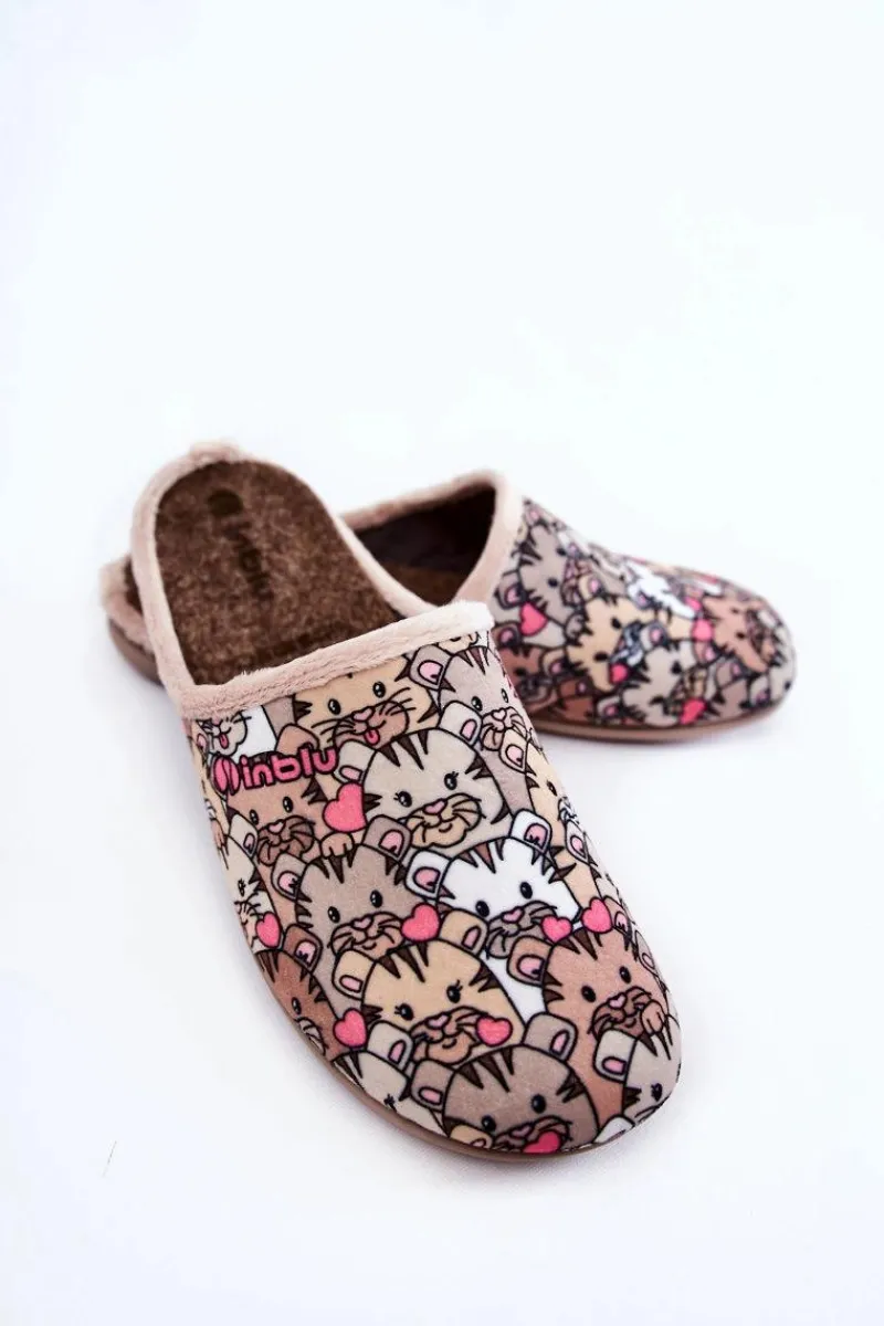 Sale INBLU Domowe Klapki Papcie W Koty GF-12-011 Beżowe