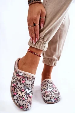 Sale INBLU Domowe Klapki Papcie W Koty GF-12-011 Beżowe