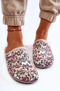 Sale INBLU Domowe Klapki Papcie W Koty GF-12-011 Beżowe