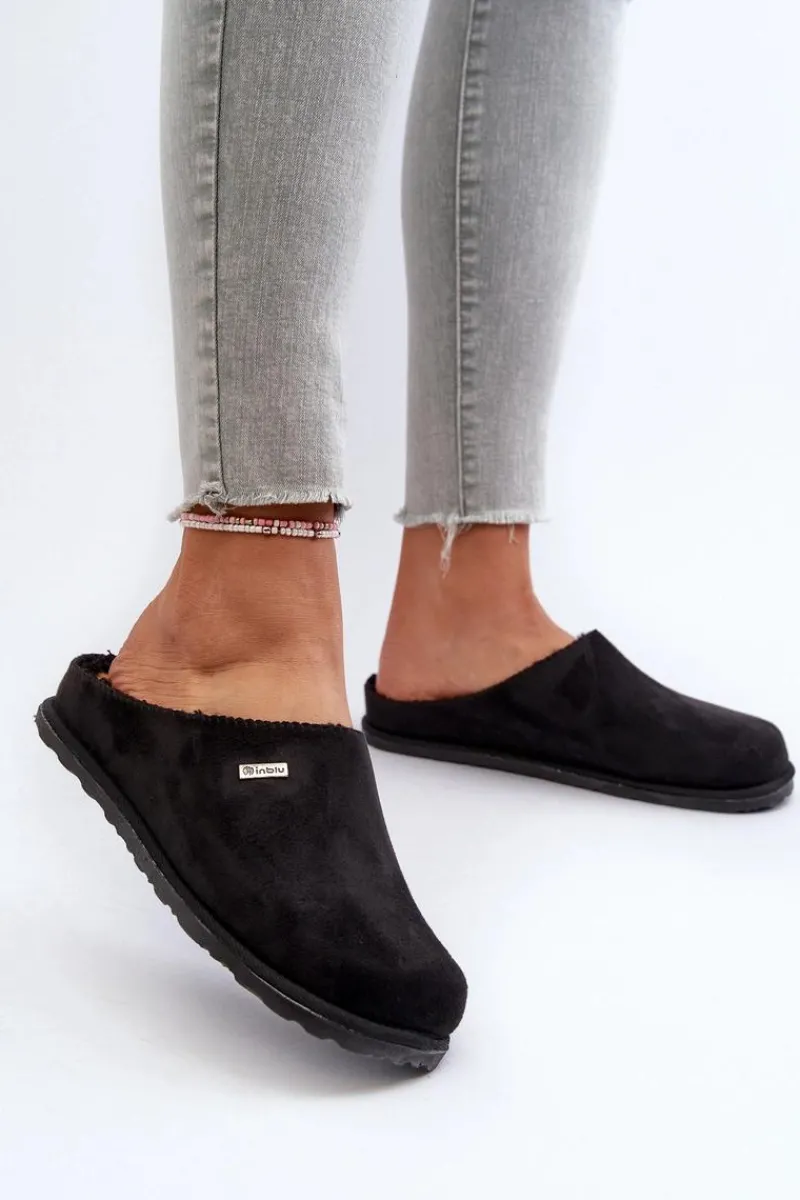 Kapcie Klasyczne|Klapki Damskie Klasyczne>INBLU Domowe Ocieplane Klapki Papcie CS-34-014 Czarne