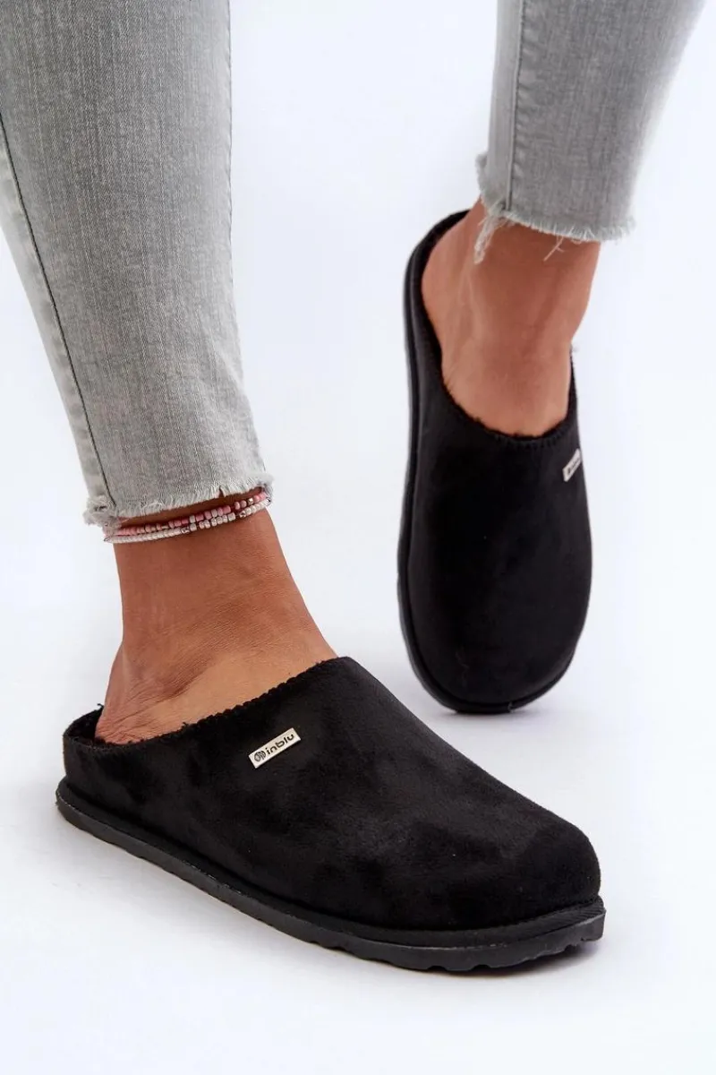 Kapcie Klasyczne|Klapki Damskie Klasyczne>INBLU Domowe Ocieplane Klapki Papcie CS-34-014 Czarne
