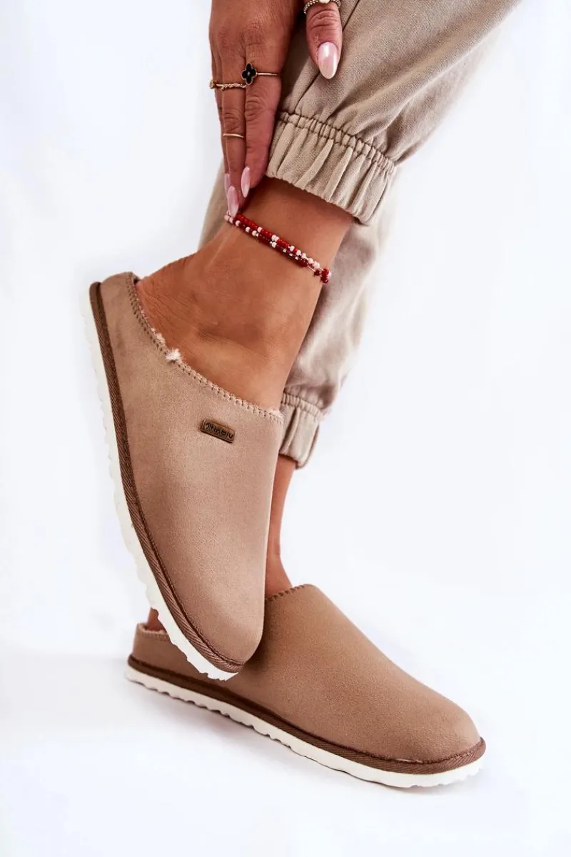 Sale INBLU Domowe Ocieplane Klapki Papcie CS-34-011 Beżowe