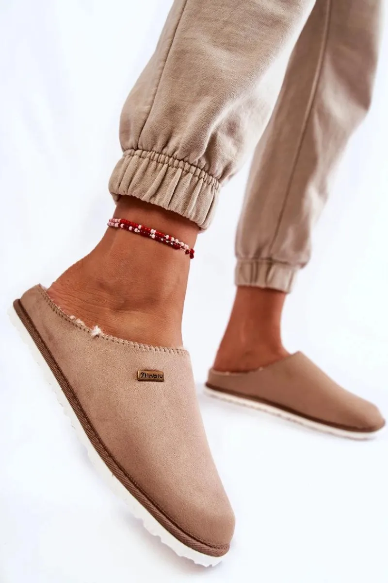 Sale INBLU Domowe Ocieplane Klapki Papcie CS-34-011 Beżowe