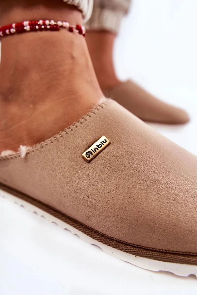 Sale INBLU Domowe Ocieplane Klapki Papcie CS-34-011 Beżowe