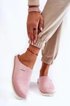 Online Domowe Ocieplane Klapki Papcie CS-34-023 Różowe Damskie Kapcie Klasyczne|Klapki Damskie Klasyczne