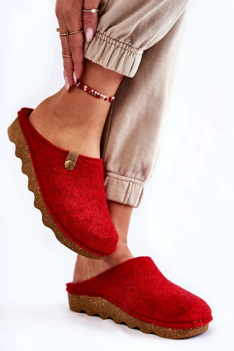 Online Domowe Papcie Klapki Profilaktyczne DK-08-075 Czerwone Damskie Kapcie Klasyczne|Klapki Damskie Klasyczne