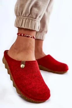 Online Domowe Papcie Klapki Profilaktyczne DK-08-075 Czerwone Damskie Kapcie Klasyczne|Klapki Damskie Klasyczne