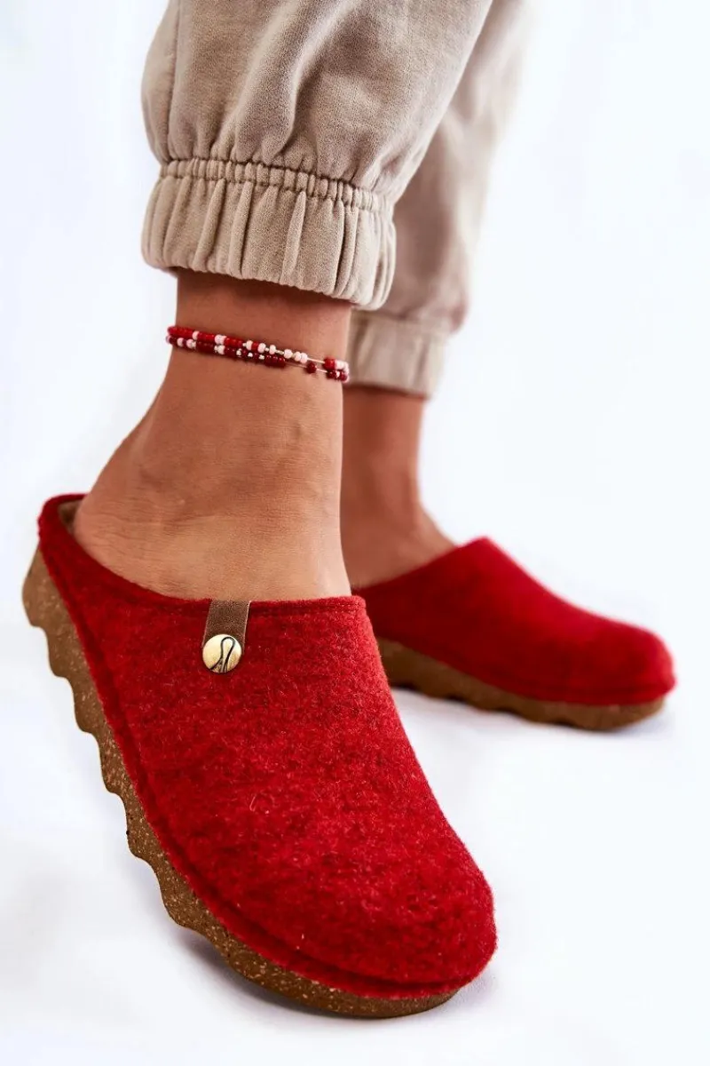 Online Domowe Papcie Klapki Profilaktyczne DK-08-075 Czerwone Damskie Kapcie Klasyczne|Klapki Damskie Klasyczne